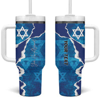 Personalized Israel Yom Ha'atzmaut Tumbler With Handle Star of David Grunge Style
