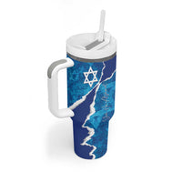 Personalized Israel Yom Ha'atzmaut Tumbler With Handle Star of David Grunge Style