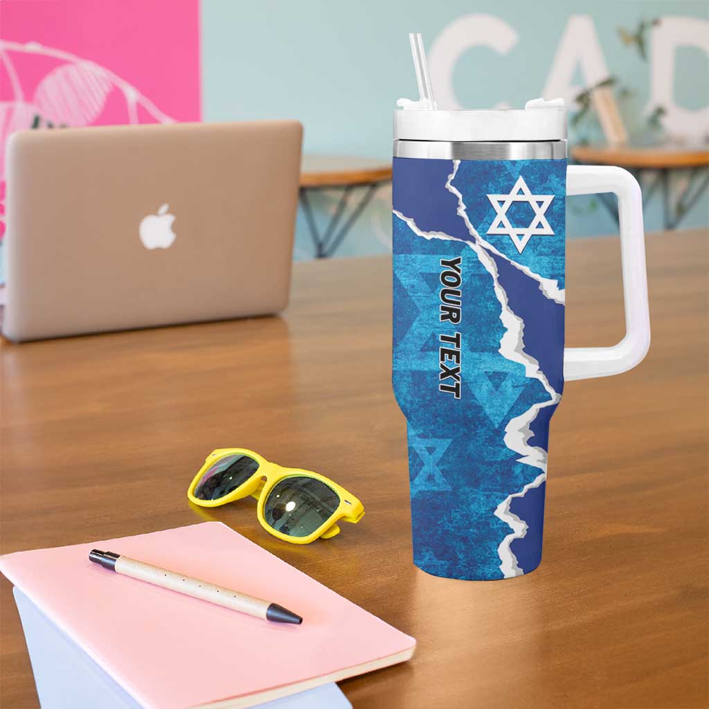 Personalized Israel Yom Ha'atzmaut Tumbler With Handle Star of David Grunge Style