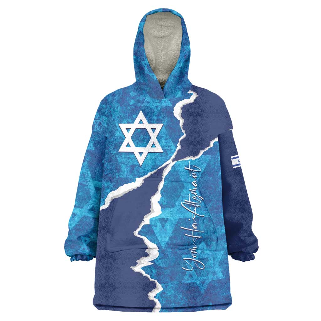 Personalized Israel Yom Ha'atzmaut Wearable Blanket Hoodie Star of David Grunge Style