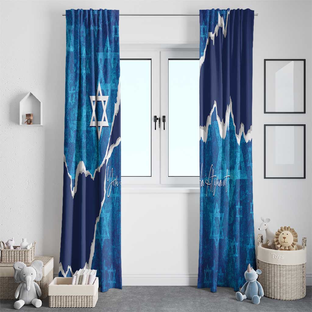 Israel Yom Ha'atzmaut Window Curtain Star of David Grunge Style