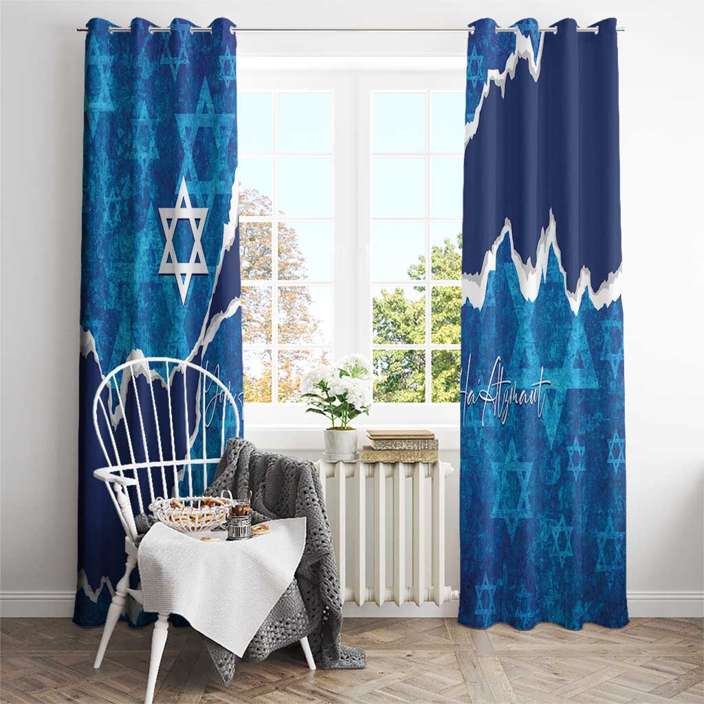 Israel Yom Ha'atzmaut Window Curtain Star of David Grunge Style