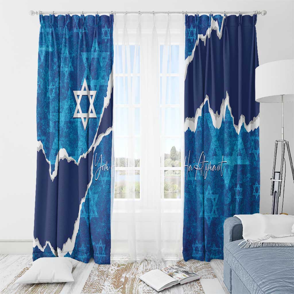 Israel Yom Ha'atzmaut Window Curtain Star of David Grunge Style