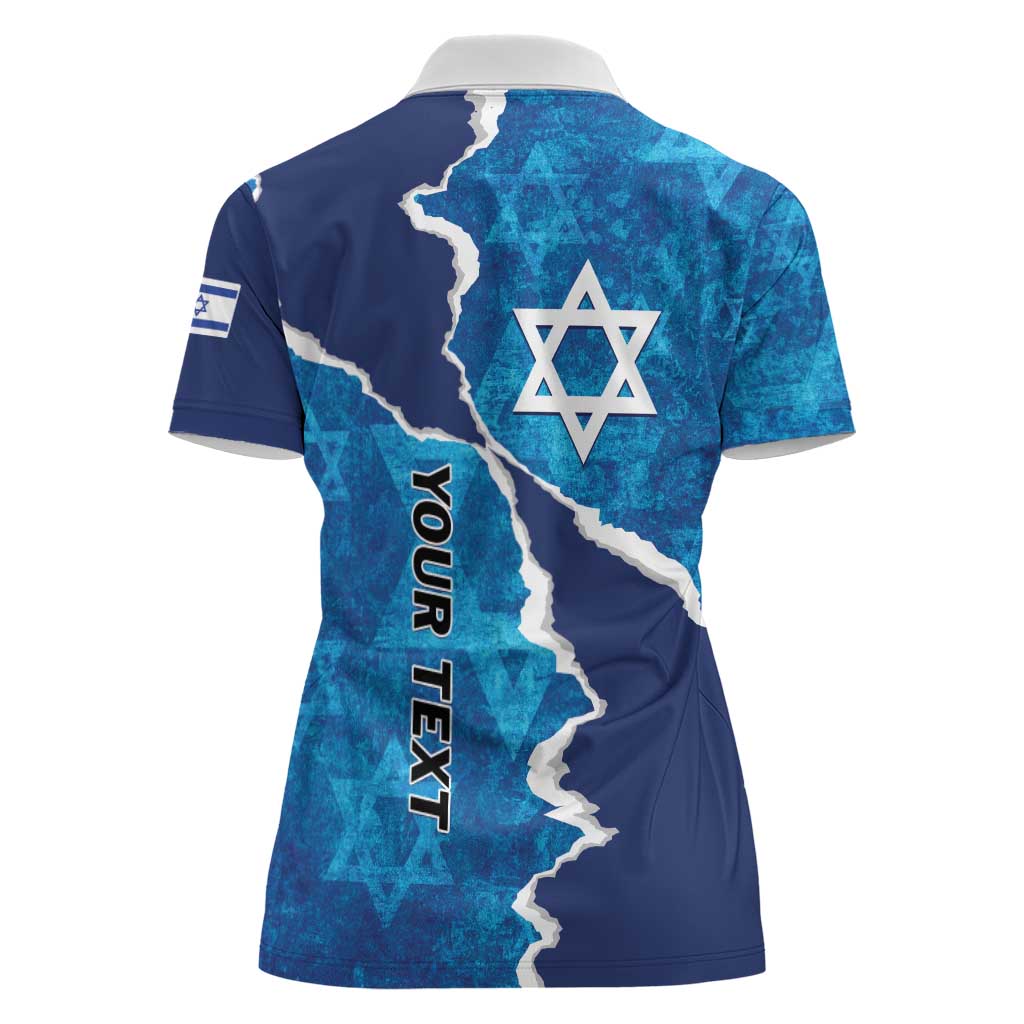 Personalized Israel Yom Ha'atzmaut Women Polo Shirt Star of David Grunge Style