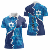Personalized Israel Yom Ha'atzmaut Women Polo Shirt Star of David Grunge Style