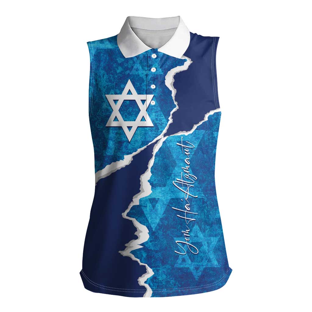Personalized Israel Yom Ha'atzmaut Women Sleeveless Polo Shirt Star of David Grunge Style