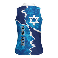 Personalized Israel Yom Ha'atzmaut Women Sleeveless Polo Shirt Star of David Grunge Style