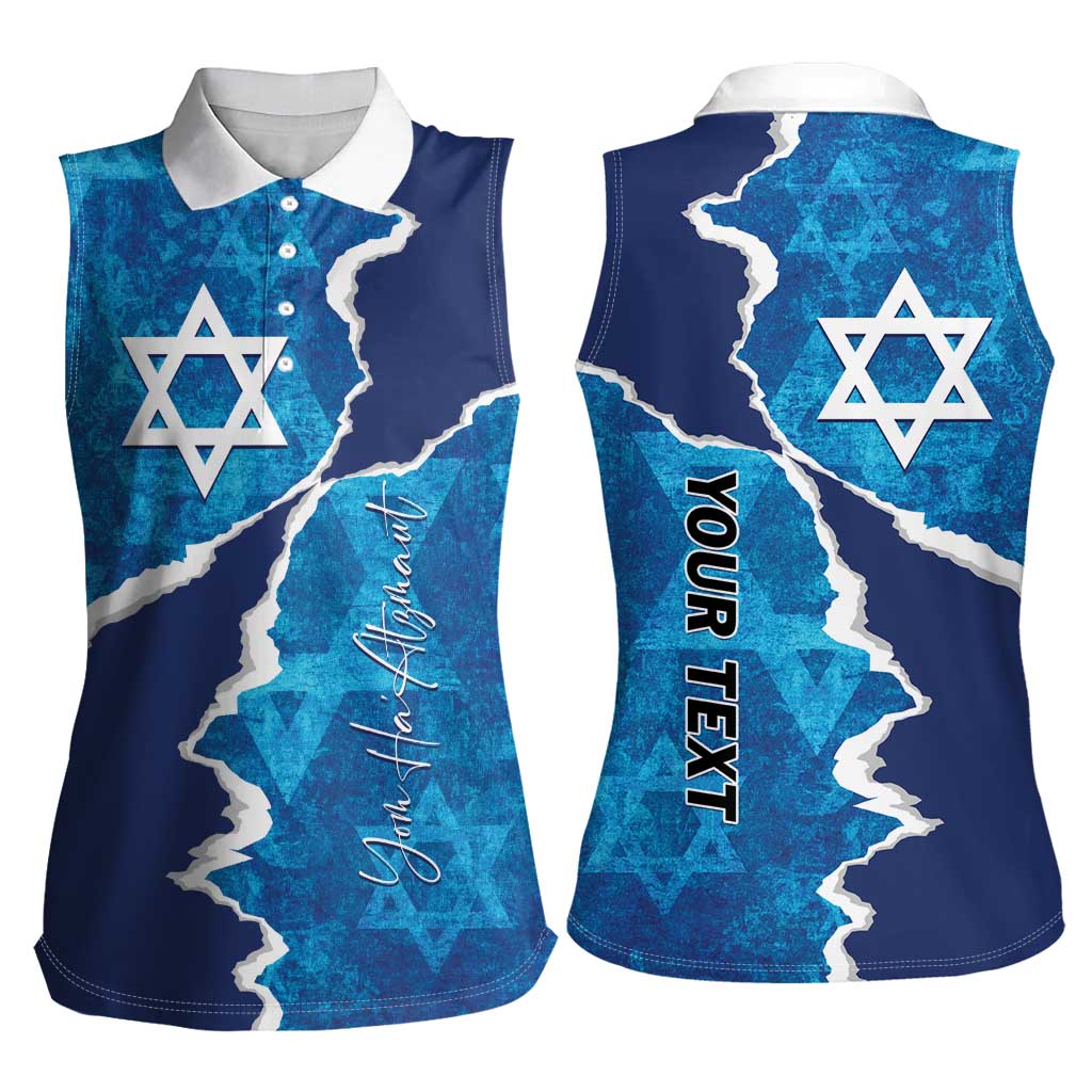 Personalized Israel Yom Ha'atzmaut Women Sleeveless Polo Shirt Star of David Grunge Style