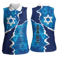 Personalized Israel Yom Ha'atzmaut Women Sleeveless Polo Shirt Star of David Grunge Style