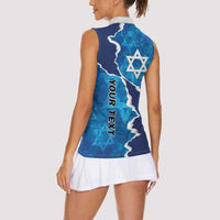 Personalized Israel Yom Ha'atzmaut Women Sleeveless Polo Shirt Star of David Grunge Style