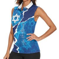 Personalized Israel Yom Ha'atzmaut Women Sleeveless Polo Shirt Star of David Grunge Style