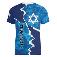 Personalized Israel Yom Ha'atzmaut Women V-Neck T-Shirt Star of David Grunge Style