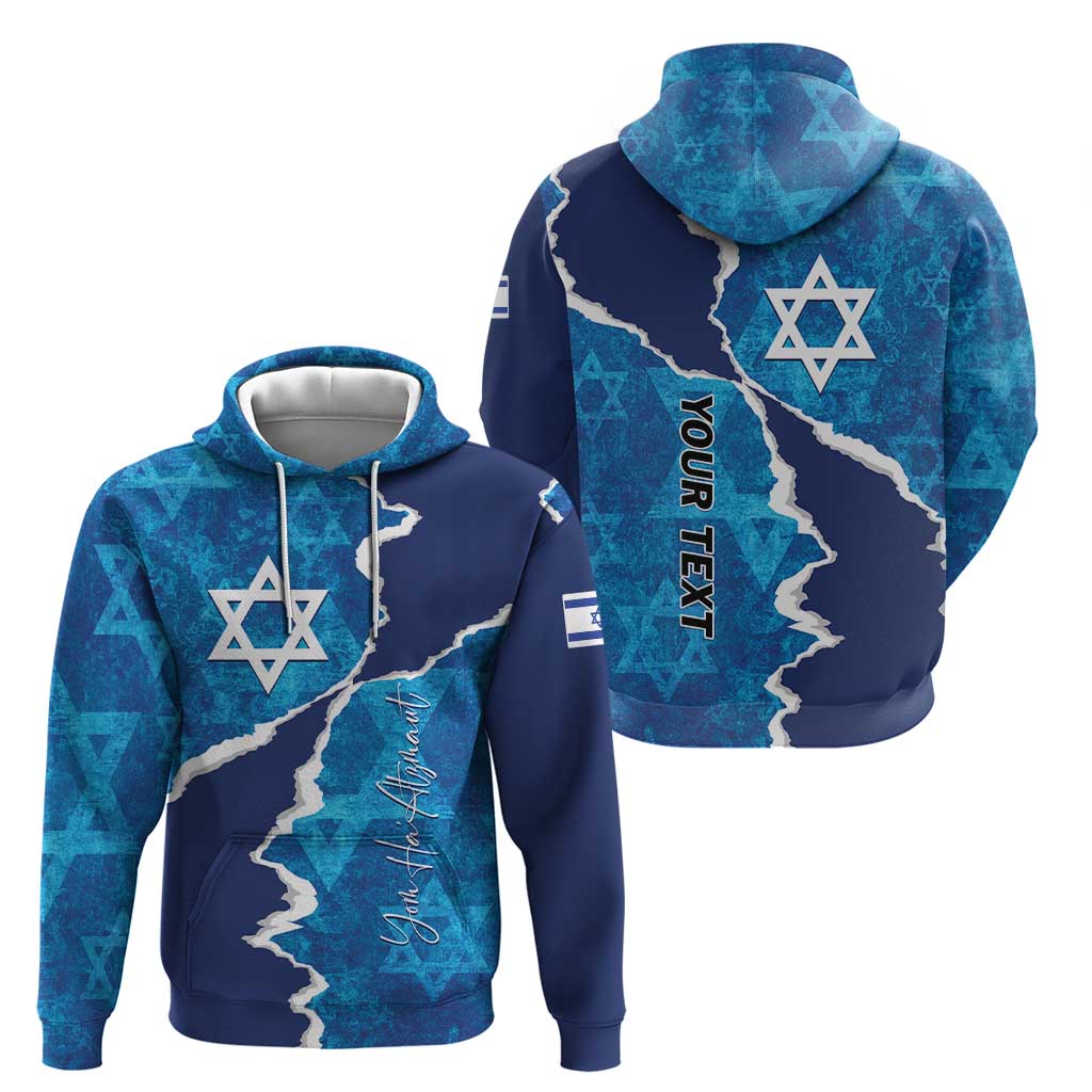 Personalized Israel Yom Ha'atzmaut Zip Hoodie Star of David Grunge Style