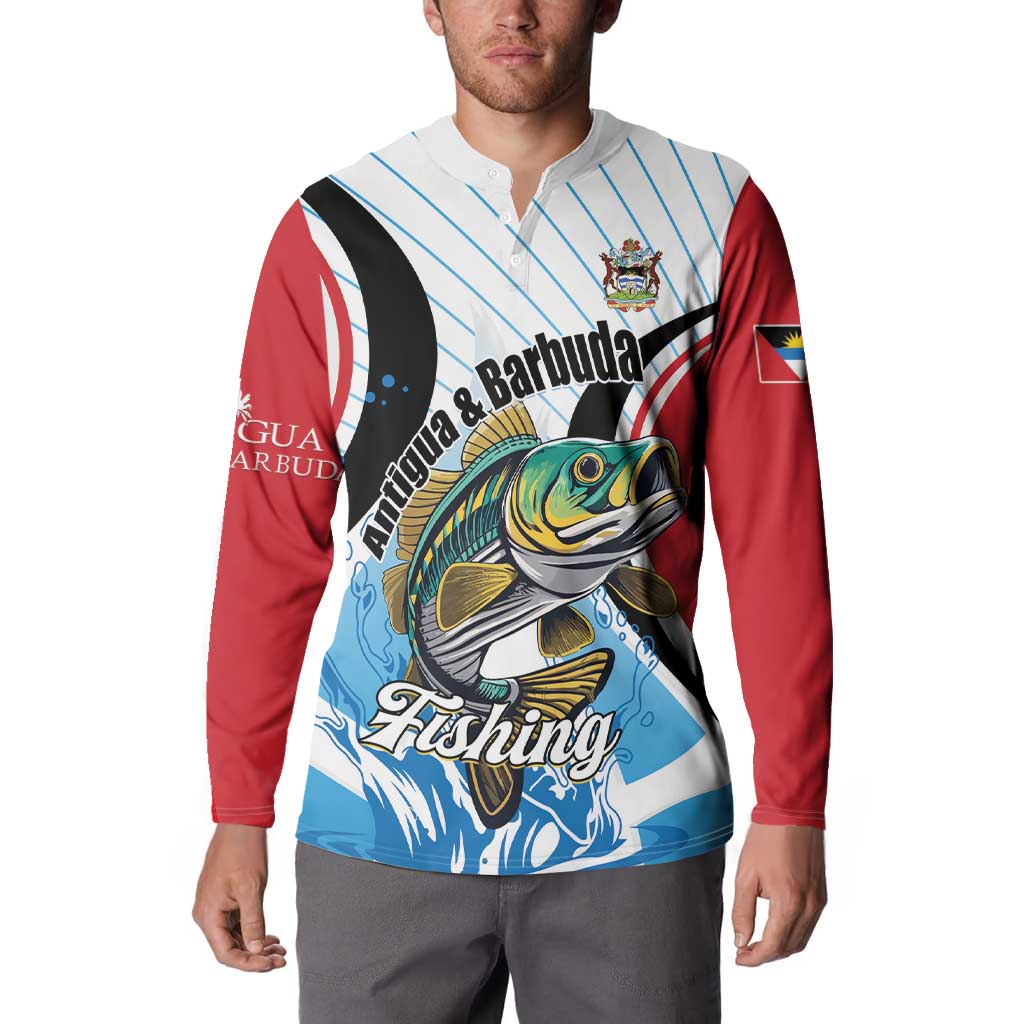Personalized Antigua and Barbuda Fishing Button Sweatshirt Sporty Style