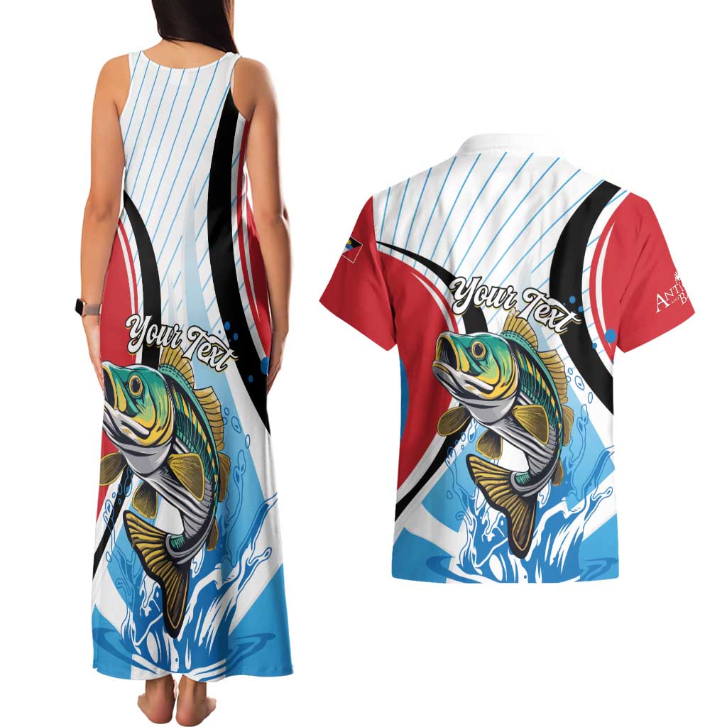 Personalized Antigua and Barbuda Fishing Couples Matching Tank Maxi Dress and Hawaiian Shirt Sporty Style