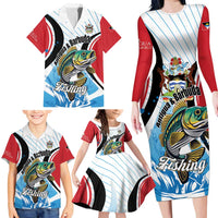 Personalized Antigua and Barbuda Fishing Family Matching Long Sleeve Bodycon Dress and Hawaiian Shirt Sporty Style