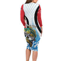 Personalized Antigua and Barbuda Fishing Family Matching Long Sleeve Bodycon Dress and Hawaiian Shirt Sporty Style
