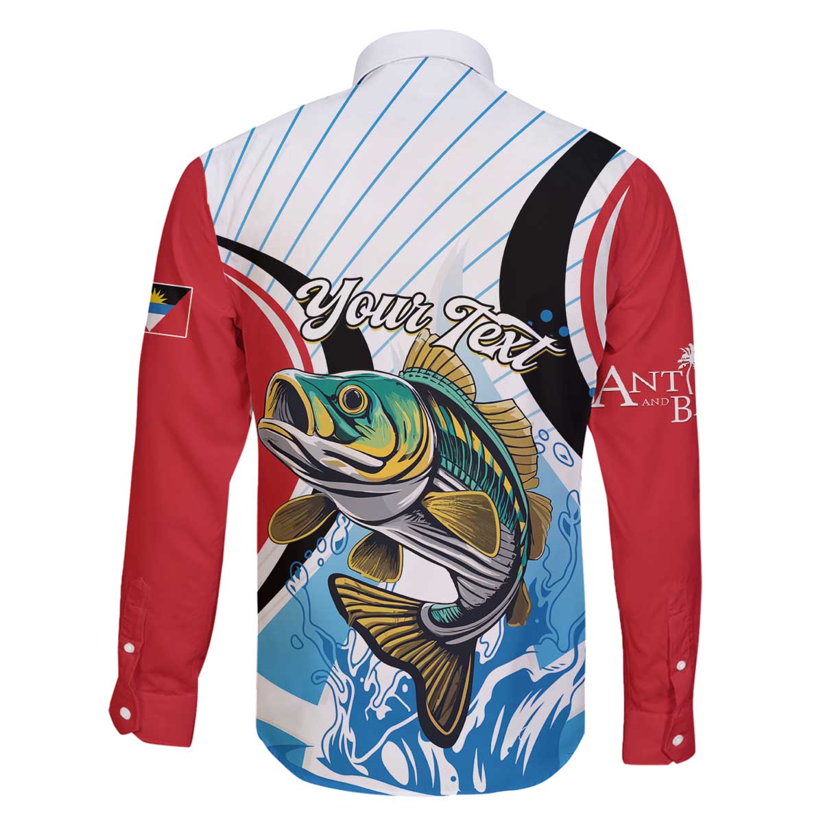 Personalized Antigua and Barbuda Fishing Family Matching Off The Shoulder Long Sleeve Dress and Hawaiian Shirt Sporty Style