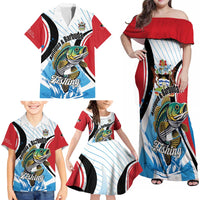 Personalized Antigua and Barbuda Fishing Family Matching Off Shoulder Maxi Dress and Hawaiian Shirt Sporty Style