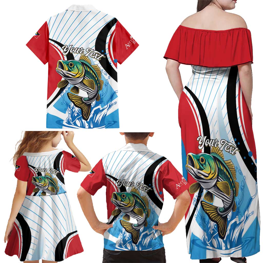 Personalized Antigua and Barbuda Fishing Family Matching Off Shoulder Maxi Dress and Hawaiian Shirt Sporty Style