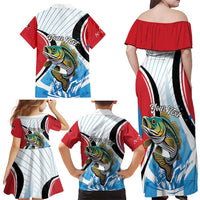Personalized Antigua and Barbuda Fishing Family Matching Off Shoulder Maxi Dress and Hawaiian Shirt Sporty Style