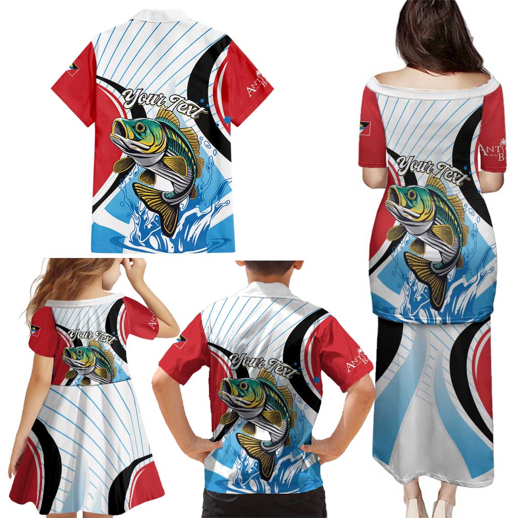 Personalized Antigua and Barbuda Fishing Family Matching Puletasi and Hawaiian Shirt Sporty Style