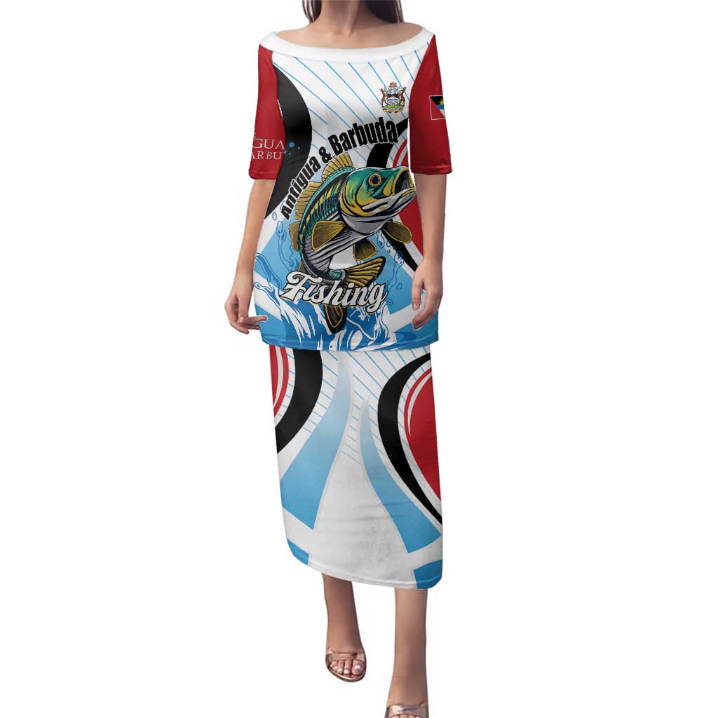 Personalized Antigua and Barbuda Fishing Family Matching Puletasi and Hawaiian Shirt Sporty Style