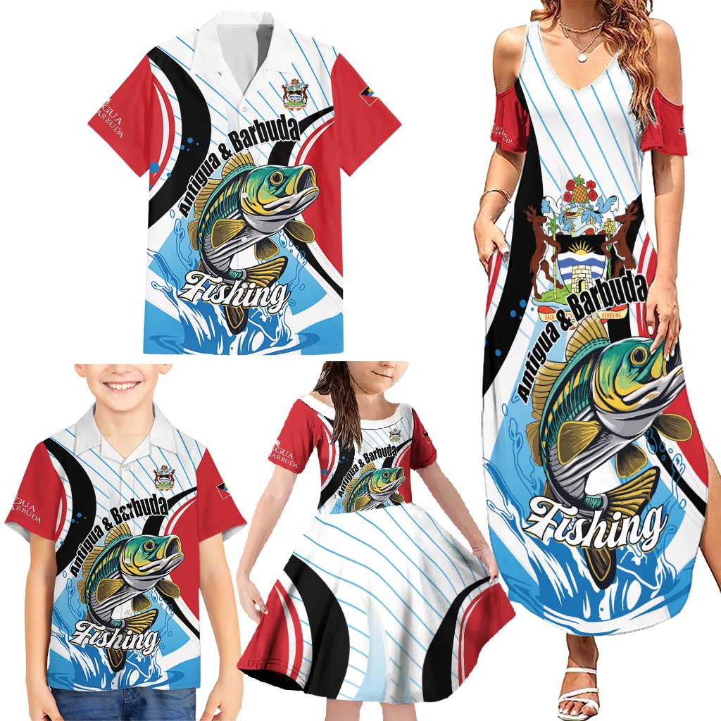 Personalized Antigua and Barbuda Fishing Family Matching Summer Maxi Dress and Hawaiian Shirt Sporty Style