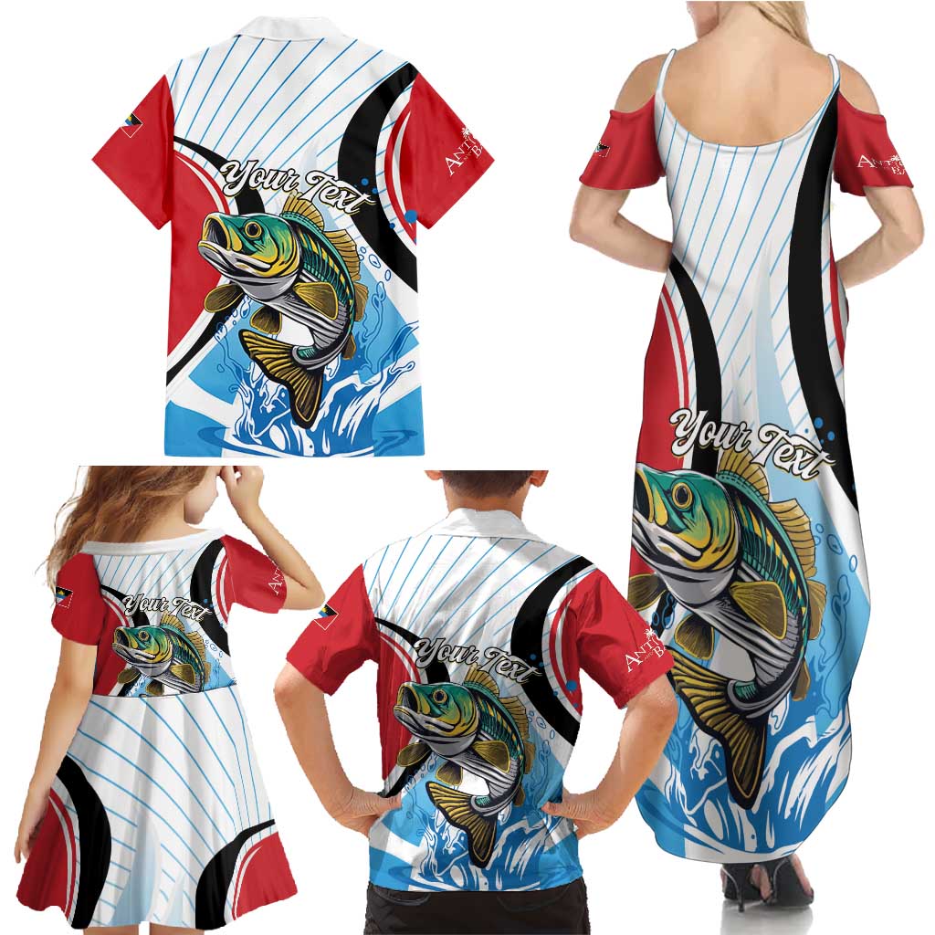 Personalized Antigua and Barbuda Fishing Family Matching Summer Maxi Dress and Hawaiian Shirt Sporty Style