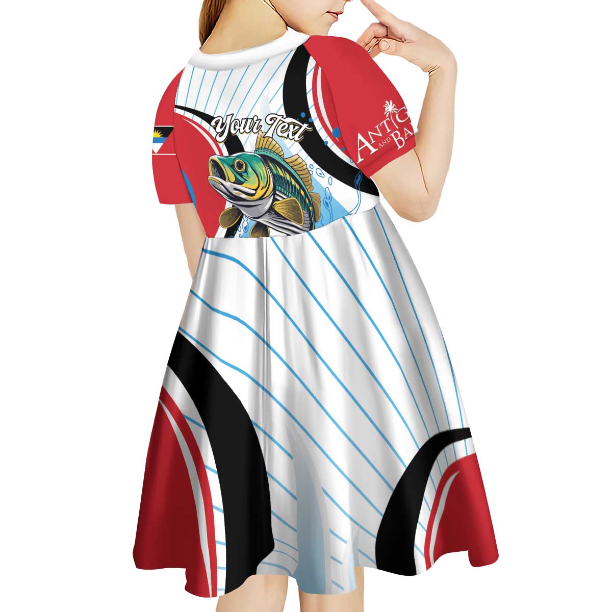 Personalized Antigua and Barbuda Fishing Kid Short Sleeve Dress Sporty Style
