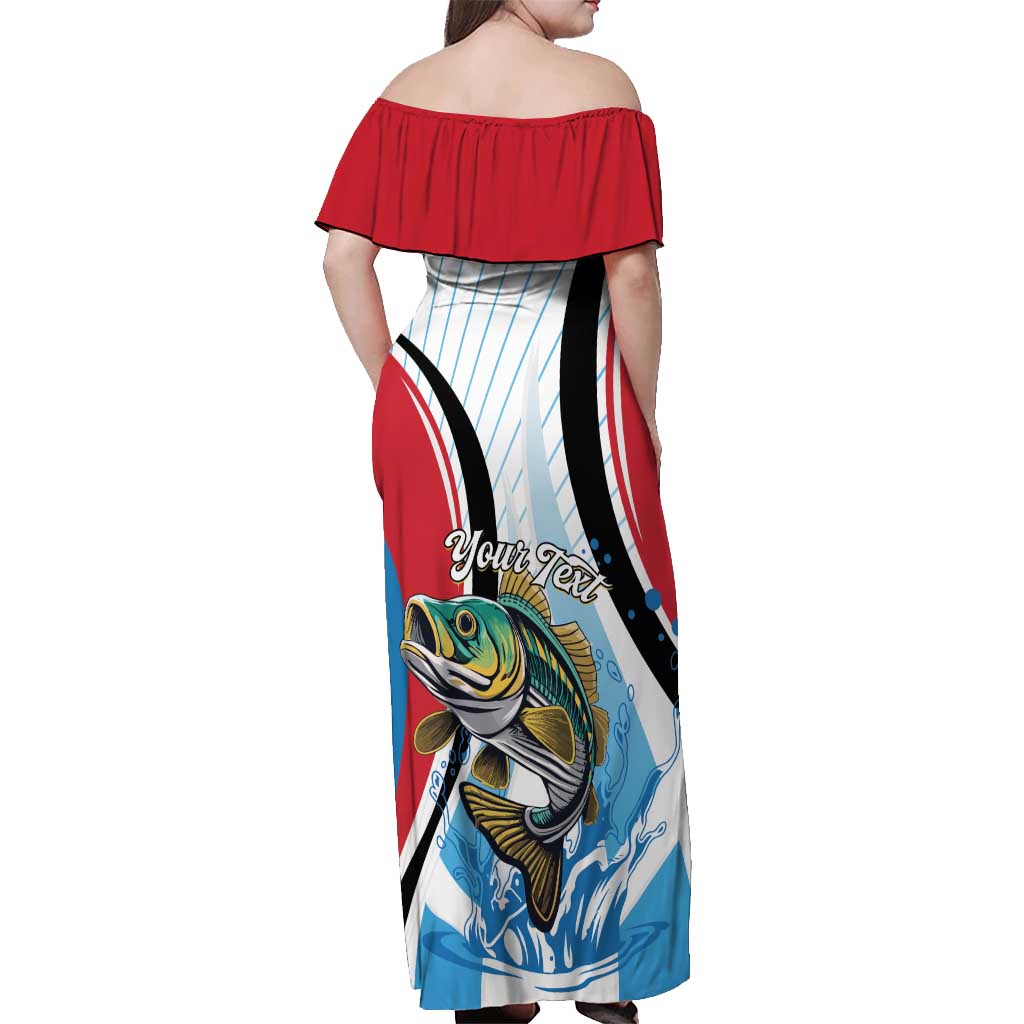 Personalized Antigua and Barbuda Fishing Off Shoulder Maxi Dress Sporty Style