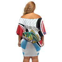 Personalized Antigua and Barbuda Fishing Off Shoulder Short Dress Sporty Style