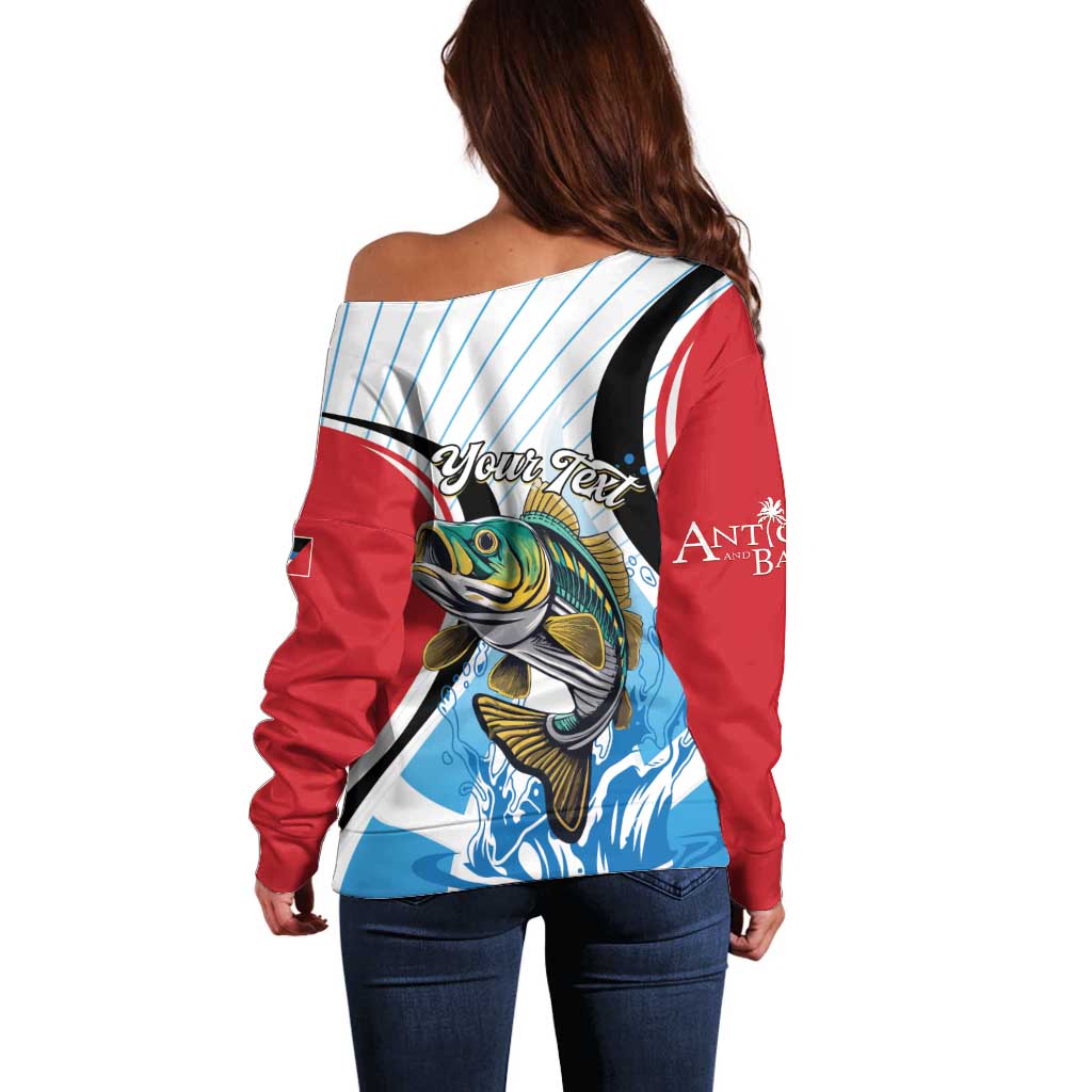 Personalized Antigua and Barbuda Fishing Off Shoulder Sweater Sporty Style