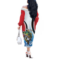 Personalized Antigua and Barbuda Fishing Off The Shoulder Long Sleeve Dress Sporty Style