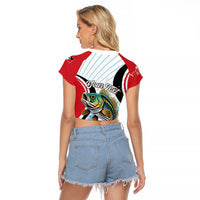 Personalized Antigua and Barbuda Fishing Raglan Cropped T Shirt Sporty Style