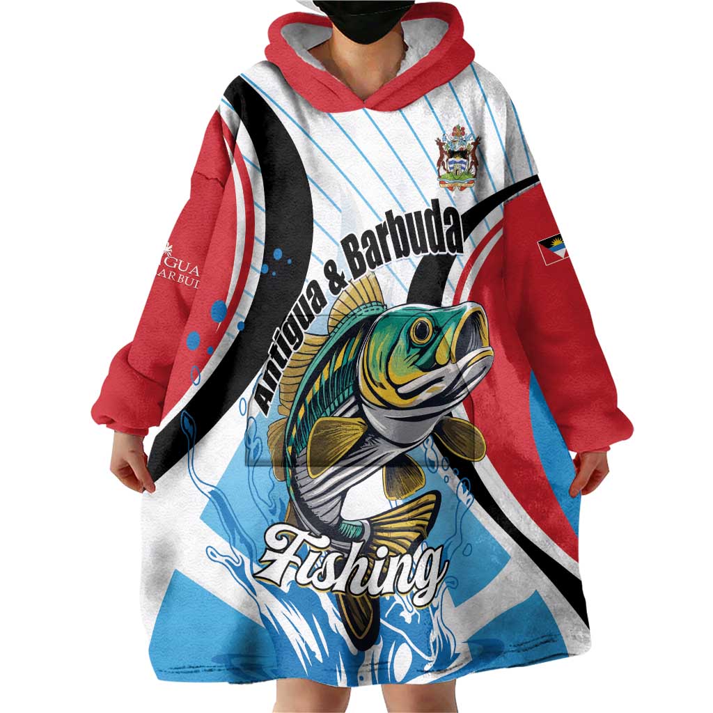 Personalized Antigua and Barbuda Fishing Wearable Blanket Hoodie Sporty Style