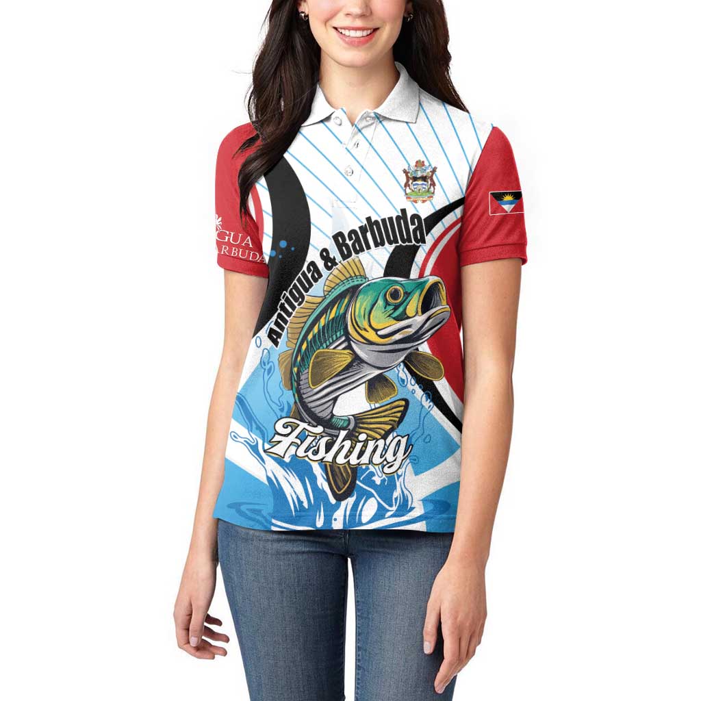 Personalized Antigua and Barbuda Fishing Women Polo Shirt Sporty Style