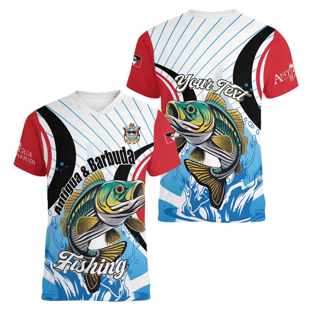 Personalized Antigua and Barbuda Fishing Women V-Neck T-Shirt Sporty Style