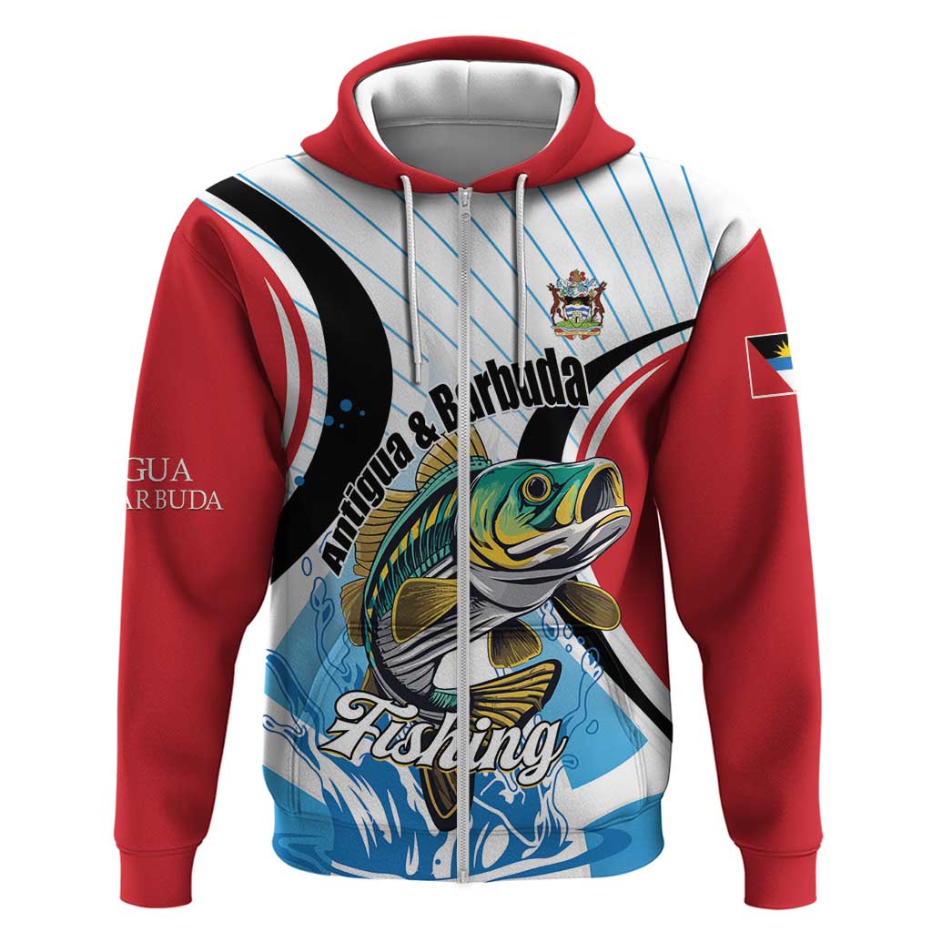 Personalized Antigua and Barbuda Fishing Zip Hoodie Sporty Style