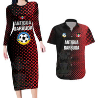 Custom Football Antigua and Barbuda Couples Matching Long Sleeve Bodycon Dress and Hawaiian Shirt The Benna Boys Go Champions