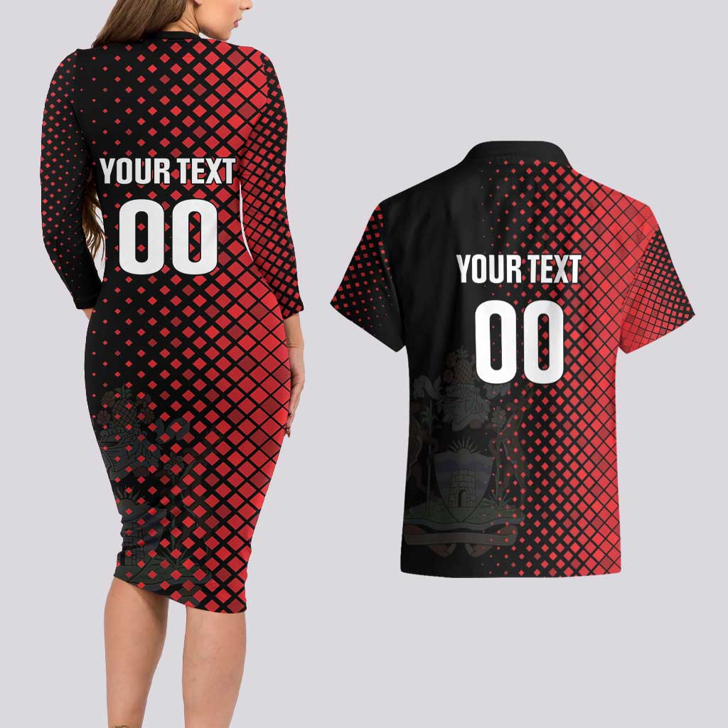 Custom Football Antigua and Barbuda Couples Matching Long Sleeve Bodycon Dress and Hawaiian Shirt The Benna Boys Go Champions