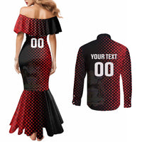 Custom Football Antigua and Barbuda Couples Matching Mermaid Dress and Long Sleeve Button Shirt The Benna Boys Go Champions