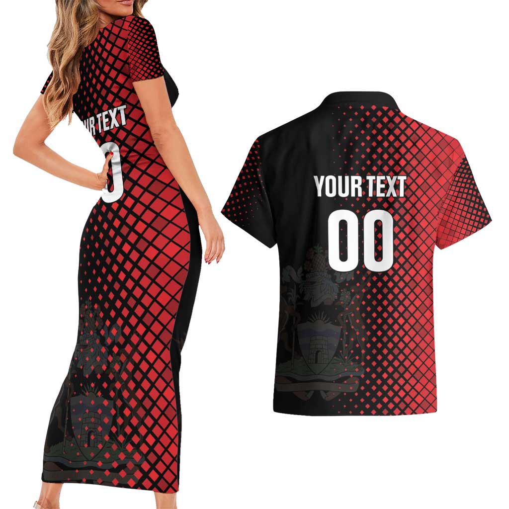 Custom Football Antigua and Barbuda Couples Matching Short Sleeve Bodycon Dress and Hawaiian Shirt The Benna Boys Go Champions