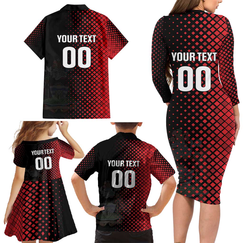 Custom Football Antigua and Barbuda Family Matching Long Sleeve Bodycon Dress and Hawaiian Shirt The Benna Boys Go Champions