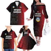 Custom Football Antigua and Barbuda Family Matching Off The Shoulder Long Sleeve Dress and Hawaiian Shirt The Benna Boys Go Champions