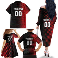 Custom Football Antigua and Barbuda Family Matching Off The Shoulder Long Sleeve Dress and Hawaiian Shirt The Benna Boys Go Champions