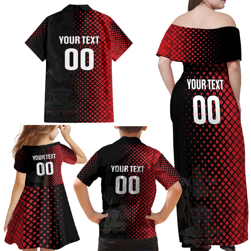 Custom Football Antigua and Barbuda Family Matching Off Shoulder Maxi Dress and Hawaiian Shirt The Benna Boys Go Champions