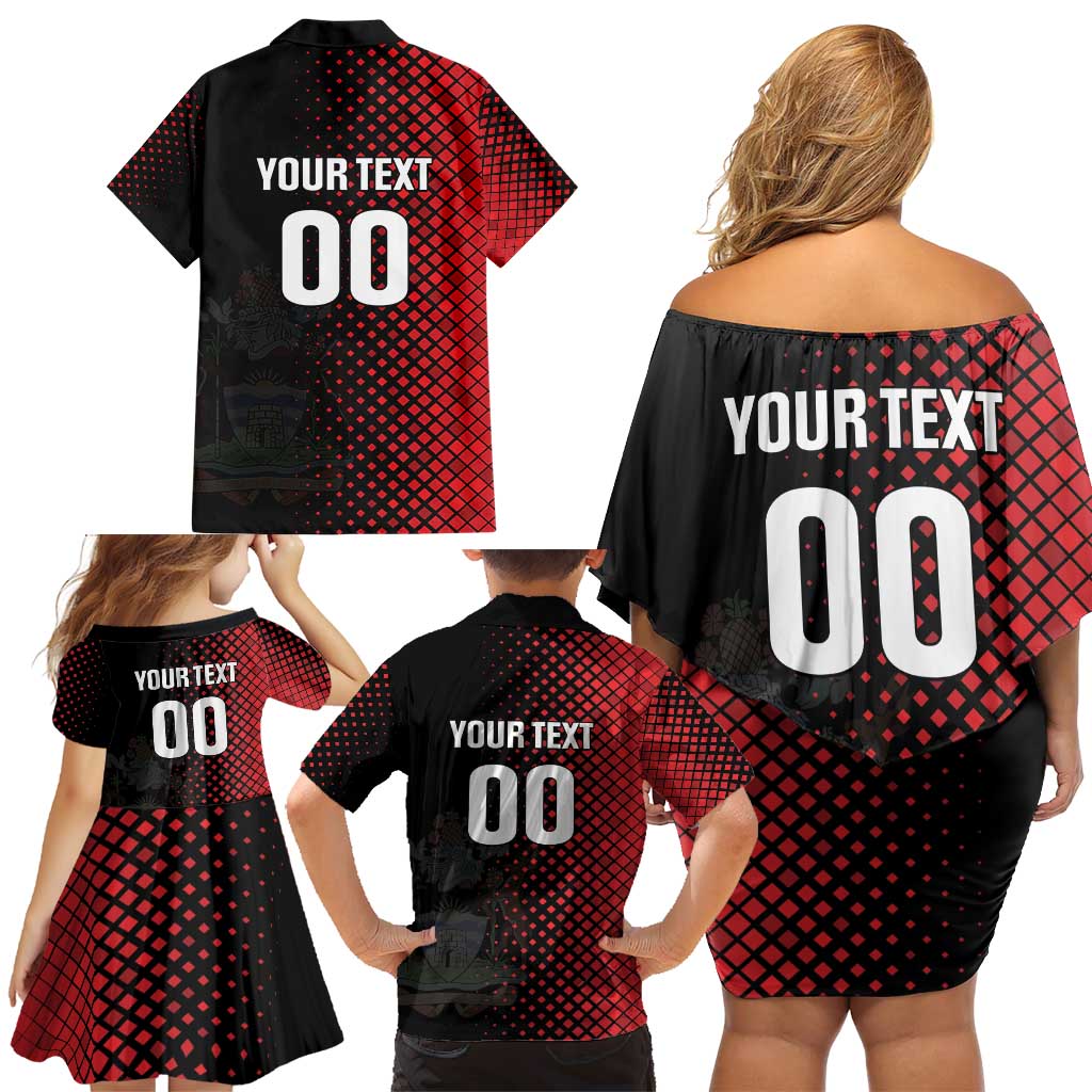 Custom Football Antigua and Barbuda Family Matching Off Shoulder Short Dress and Hawaiian Shirt The Benna Boys Go Champions