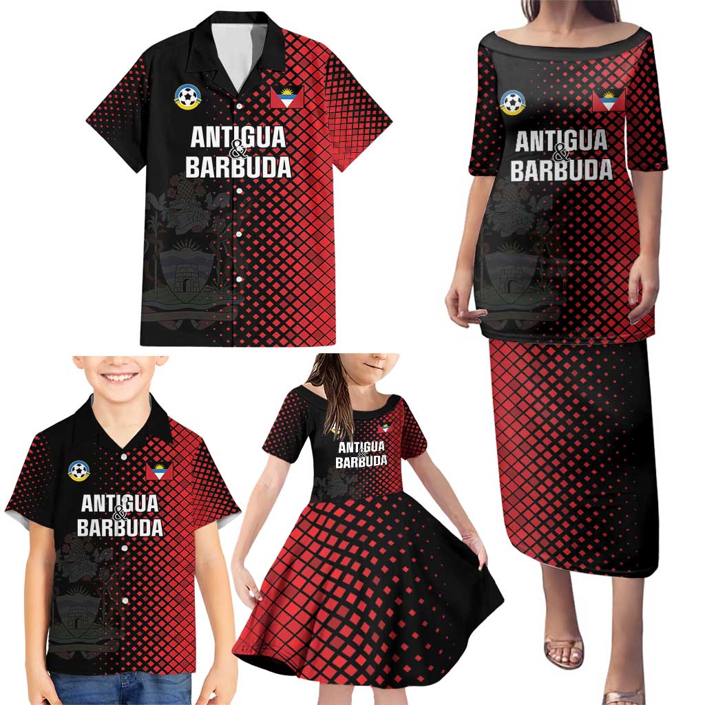 Custom Football Antigua and Barbuda Family Matching Puletasi and Hawaiian Shirt The Benna Boys Go Champions