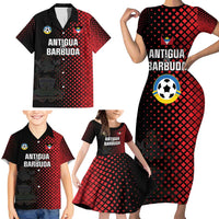 Custom Football Antigua and Barbuda Family Matching Short Sleeve Bodycon Dress and Hawaiian Shirt The Benna Boys Go Champions